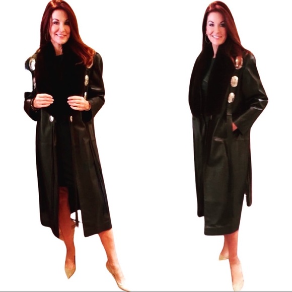 Vintage Becca Vedda Mink/Leather/Conch Trench Coat - Picture 2 of 8